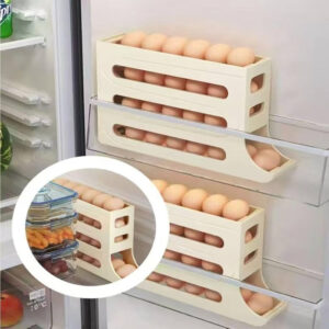 three Layer Egg Dispenser Automatic Roll Down Refrigerator Egg Basket